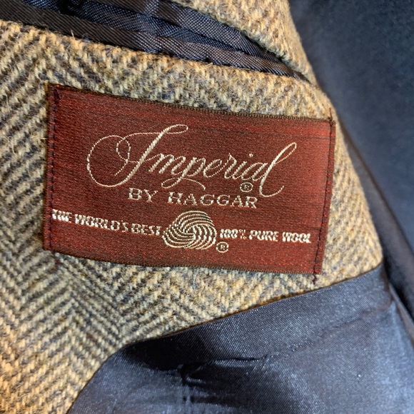 Vintage Imperial Pure Wool Grey Herringbone Tweed Sport Coat Blazer Size 42L USA - Picture 10 of 10